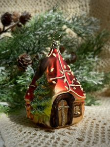 Inge Glas Стеклянная елочная игрушка Пряничный домик, 10,5 см
