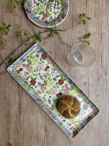 Gien Millefleurs Прямоугольная тарелка для кекса, размеры: 36х15,5 см, цвет - белый, разноцветный