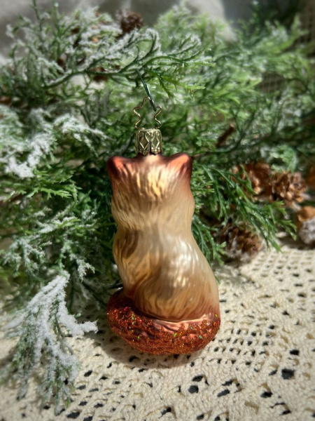 Inge Glas Стеклянная елочная игрушка Лиса, размер - 10 см, коричневый