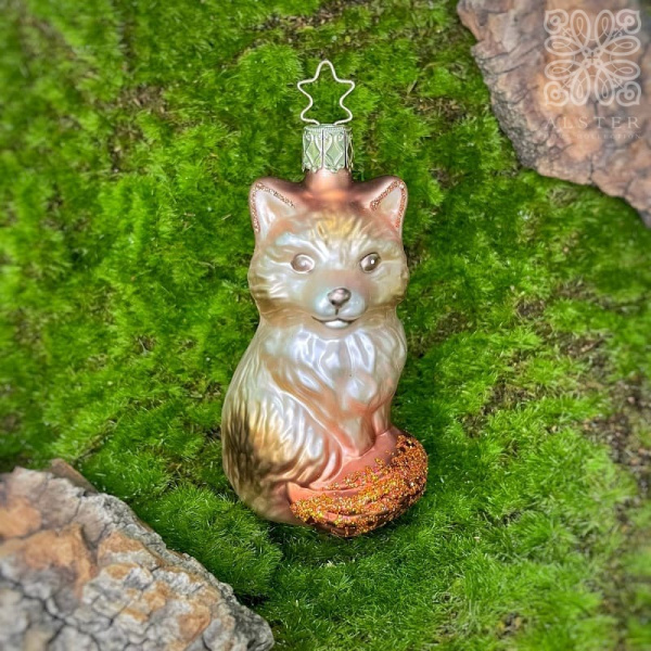 Inge Glas Стеклянная елочная игрушка Лиса, размер - 10 см, коричневый