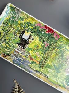 Gien Paris Giverny Прямоугольная тарелка для кекса, размеры: 36х15,5 см, разноцветный