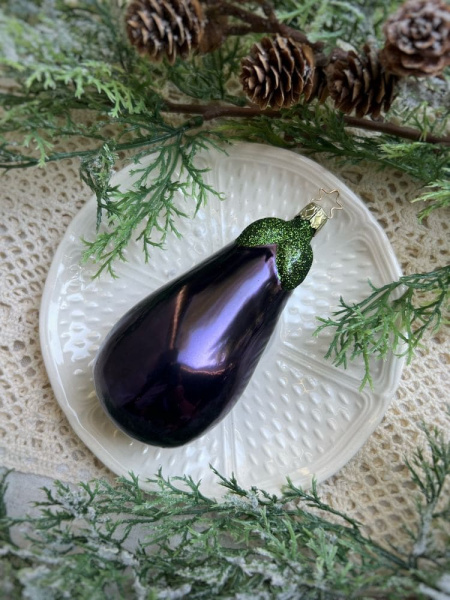 Inge Glas Стеклянная елочная игрушка Баклажан, размеры - 12,5 см