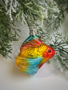 Inge Glas Стеклянная елочная игрушка Золотая рыбка, размер - 8 см