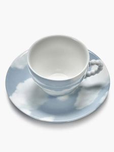 Serax Les Objets Mouleversants Фарфоровая чайная пара, размеры: 14,2х14,2х6,8h см, цвет - голубой