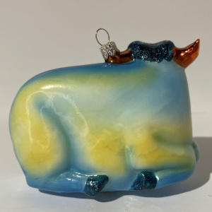 Mysteria Стеклянная елочная игрушка Бык, ширина - 10 см, высота - 7 см