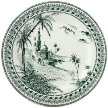 Gien Les Depareillees Десертная тарелка Вид на Восток, диаметр - 22 см, цвет - белый, зеленый
