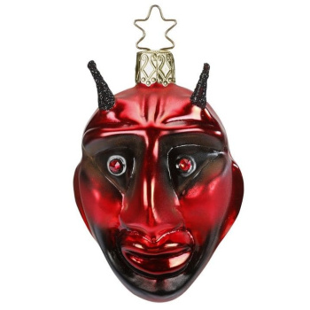 Inge Glas Стеклянная елочная игрушка Рождественский черт - Крампус, размер - 7,5 см, цвет - красный