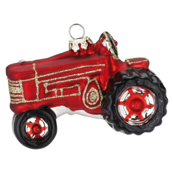 Inge Glas Magic Стеклянная елочная игрушка Трактор, размер - 9 см, цвет - красный