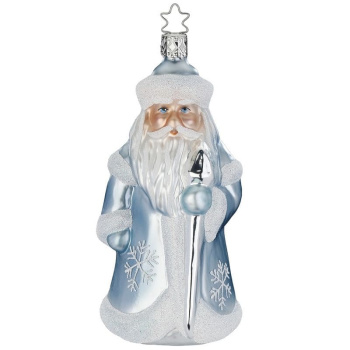 Inge Glas Стеклянная елочная игрушка Дед Мороз, высота - 14,5 см, цвет - голубой