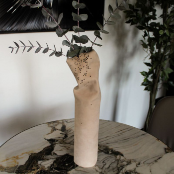 DAAN Design Кожаная ваза, 47 см, бежевый