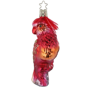Inge Glas Стеклянная елочная игрушка Красный попугай Какаду, размер - 11,5 см