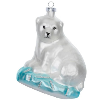 Inge Glas Magic Стеклянная елочная игрушка Белый медведь, размер - 10 см