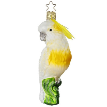 Inge Glas Стеклянная елочная игрушка Попугай Какаду, размер - 11,5 см