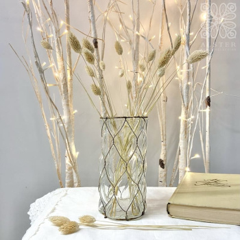 ShiShi Стеклянная ваза с металлическим декором, 18,5 см, прозрачный