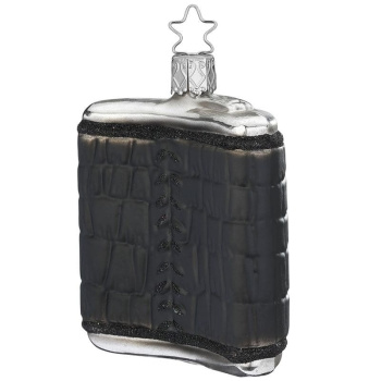 Inge Glas Стеклянная елочная игрушка Фляга, размер - 8,5 см, цвет - черный