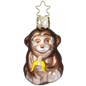Inge Glas Стеклянная елочная игрушка Маленькая обезьянка, размер - 5,5 см