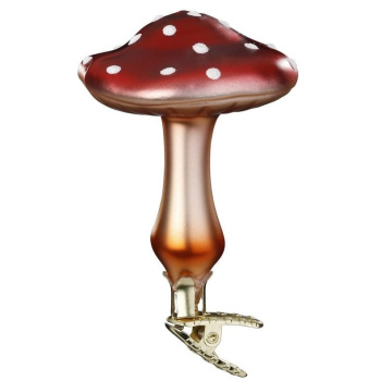Inge Glas Стеклянная елочная игрушка на прищепке Лесной Мухомор, 9,5 см