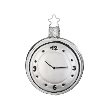 Inge Glas Стеклянная елочная игрушка Карманные часы, размер - 11,5 см