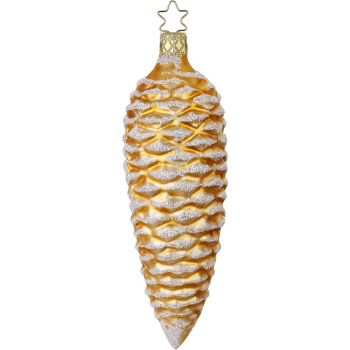 Inge Glas Стеклянная елочная игрушка Сосновая шишка, высота - 13,5 см, цвет - золотой