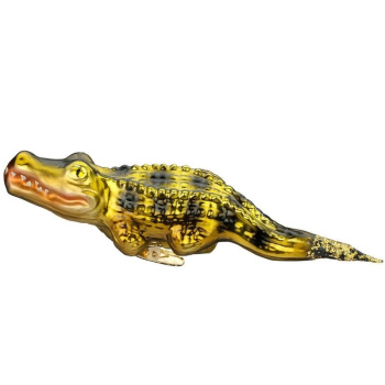 Inge Glas Стеклянная елочная игрушка на прищепке Крокодил, длина - 17 см