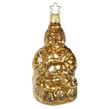 Inge Glas Стеклянная елочная игрушка Будда, высота - 10,5 см