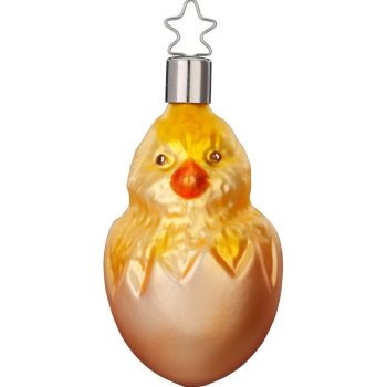Inge Glas Стеклянная елочная игрушка Цыпленок в яйце, размер - 8 см
