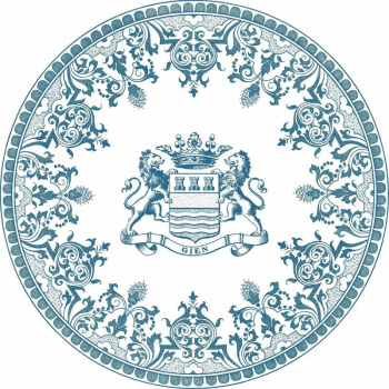 Gien Les Depareillees Обеденная тарелка с рисунком Blason (Герб), диаметр - 27,4 см, белый, голубой