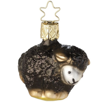 Inge Glas Стеклянная елочная игрушка Овечка, размер - 4,5 см, цвет - коричневый