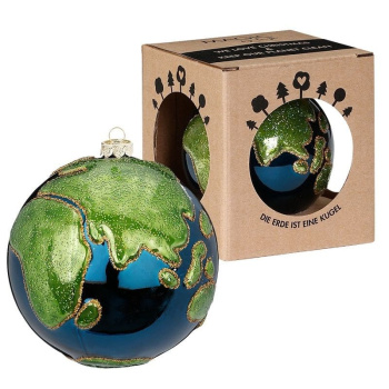 Inge Glas Magic Стеклянная елочная игрушка Планета Земля, диаметр - 8 см