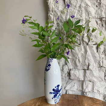 Rosenthal Landscape Фарфоровая ваза с синим орнаментом, 9х9х25 см, белый