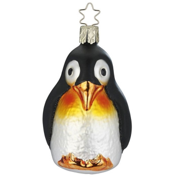 Inge Glas Стеклянная елочная игрушка Императорский пингвин, высота - 9 см