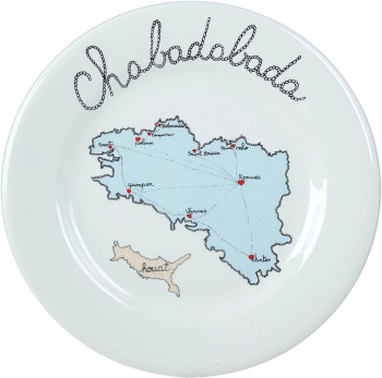 Gien La Prestic Ouiston Десертная тарелка с рисунком Chabadabada (Карта), диаметр - 22 см