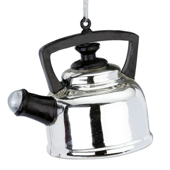 Inge Glas Magic Стеклянная елочная игрушка Чайник, высота - 6,5 см, цвет - серебряный