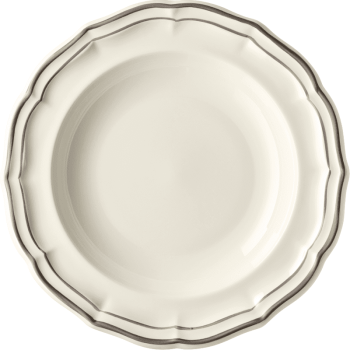 Gien Filet Taupe Суповая тарелка, диаметр - 22,5 см, цвет - белый с кантом цвета кофе с молоком