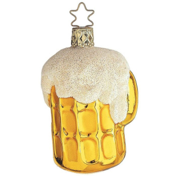 Inge Glas Стеклянная елочная игрушка Кружка пива, высота - 8 см