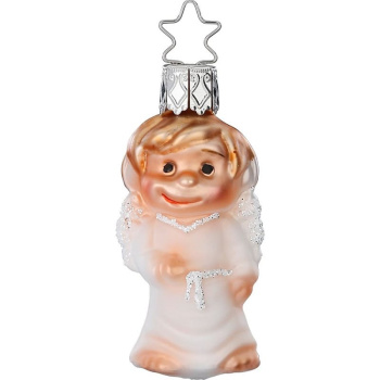 Inge Glas Стеклянная елочная игрушка Маленький ангелочек, высота - 6 см