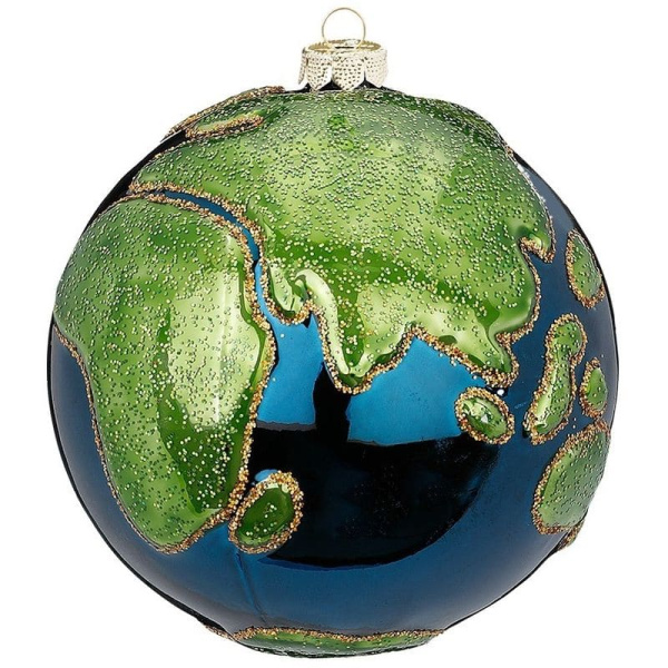 Inge Glas Magic Стеклянная елочная игрушка Планета Земля, диаметр - 8 см