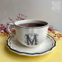 Gien Filet Manganese Monogramme Чайная пара с буквой М, объем - 450 мл, цвет - белый, черный