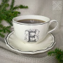 Gien Filet Manganese Monogramme Чайная пара с буквой Е, объем - 450 мл, цвет - белый, черный