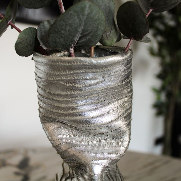 DAAN Design Кожаная ваза, 25 см, серебряный