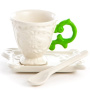 Seletti I-Wares Фарфоровая кофейная пара для эспрессо, 10х7х7 см, белый, зеленый