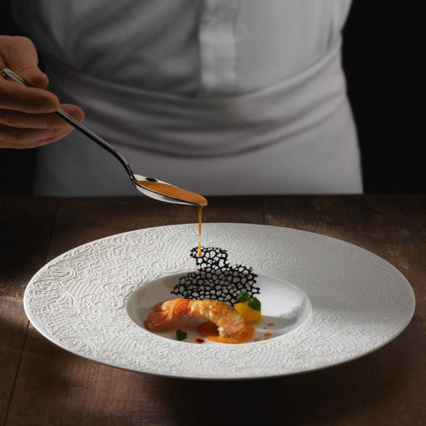 Degrenne L Couture Фарфоровая тарелка для супа или пасты, диаметр - 28 см, белый