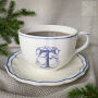 Gien Filet Bleu Monogramme Чайная пара с буквой Т, объем - 450 мл, цвет - белый, синий