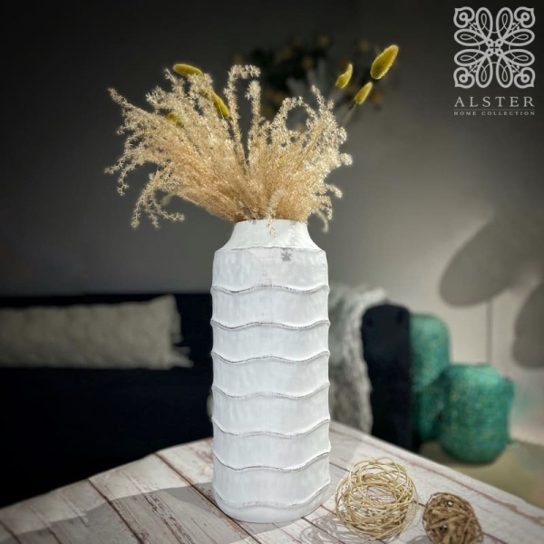 Pomax Maeve Декоративная ваза, 17х40 см, белый