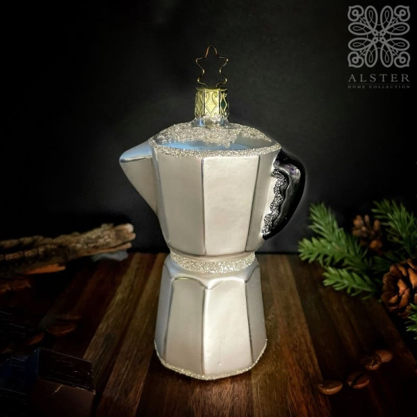 Inge Glas Стеклянная елочная игрушка Заварник для кофе, высота - 10,5 см