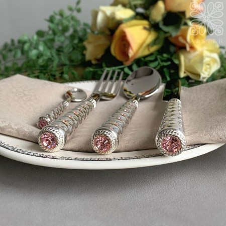 Sophie Villepigue Design Набор столовых приборов на 6 персон с кристаллами, серебро