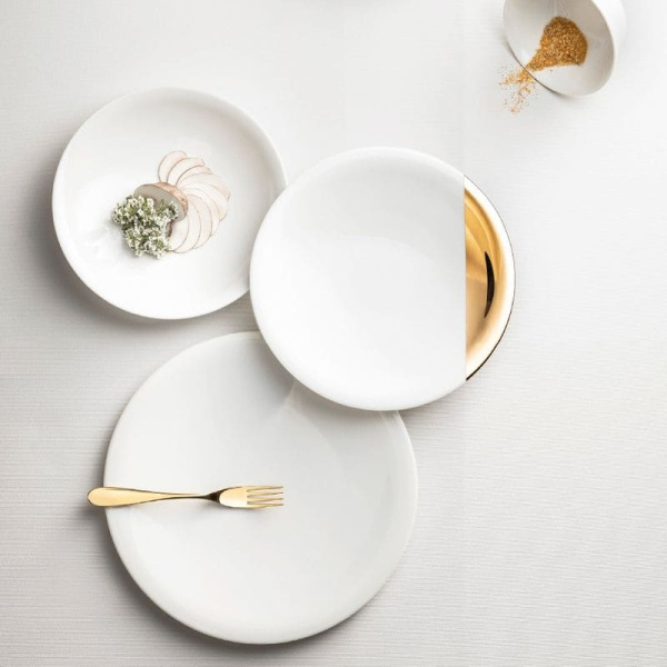 Degrenne SD One OR Фарфоровая тарелка для основного блюда, диаметр - 27 см, белый, золотой